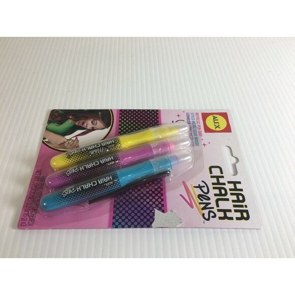 Halloween Hair Chalk Pens Alex Set 3 Metallic Yellow Pink Blue Fashion NEW - Picture 9 of 9